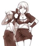  breasts brown cleavage dark_skin forehead_protector karui kumogakure_symbol large_breasts long_hair monochrome multiple_girls naruto naruto_(series) naruto_shippuuden nekomata_naomi ninja samui_(naruto) short_hair simple_background standing white_background 