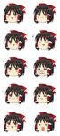  :d :i :o ? bad_id bad_pixiv_id black_hair bow brown_eyes eighth_note expressions hair_bow hair_tubes hakurei_reimu musical_note nako_(yukkuri) no_humans open_mouth pout smile smirk smug sweatdrop teardrop tears touhou trembling yukkuri_shiteitte_ne 