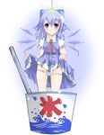  blue_hair cirno food guunome ribbon shaved_ice short_hair solo touhou wings 