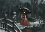  akn bad_id bad_pixiv_id hakurei_reimu ribbon snow solo torii touhou umbrella 