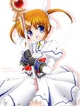  brown_hair flipper lyrical_nanoha mahou_shoujo_lyrical_nanoha mahou_shoujo_lyrical_nanoha_a's purple_eyes raising_heart ribbon solo takamachi_nanoha twintails 