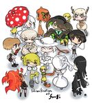  &gt;_&lt; :3 =_= ^_^ albino amanita_fuliginea amanita_muscaria amanita_phalloides amanita_verna amanita_volvata bare_shoulders belt black_hair blonde_hair boots brown_eyes brown_hair chibi closed_eyes coat coprinopsis_atramentaria detached_sleeves dress galerina_fasciculata gloves green_eyes green_hair hair_over_one_eye hat headphones horns hydnum_repandum hypholoma_fasciculare japanese_clothes kimono long_hair midriff multiple_girls mushroom necktie o_o omphalotus_japonicus orange_hair oso-teki_kinoko_gijinka_zukan oso_(toolate) paralepistopsis_acromelalga personification podostroma_cornu-damae red_eyes red_hair short_hair shorts skirt sleeveless smile torn_clothes white_hair wings 