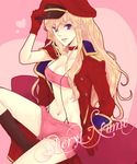  akieru_nomaki bandeau blonde_hair blue_eyes choker gloves hat image_sample macross macross_frontier md5_mismatch peaked_cap pixiv_sample sheryl_nome shorts solo strapless suspenders trench_coat tubetop 