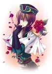  blue_eyes brown_hair code_geass flower gloves hands_clasped hat kannon_maldini leaf male_focus open_mouth own_hands_together petals rose solo tears translation_request zinno 