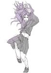  artist_request gradient jojo_no_kimyou_na_bouken long_hair midriff monochrome navel purple school_uniform serafuku shoes sketch skirt socks solo yamagishi_yukako 