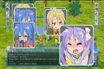  :3 bad_aspect_ratio health_bar hiiragi_kagami hiiragi_tsukasa izumi_konata kuroi_nanako lucky_star mmorpg mole mole_under_eye multiple_girls playing_games purple_hair screencap video_game 