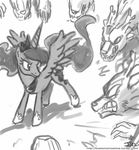  black_and_white crown cutie_mark equine female feral friendship_is_magic greyscale horn horse john_joseco mammal monochrome moon my_little_pony necklace pony princess_luna_(mlp) timber_wolf winged_unicorn wings 