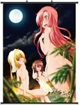  3girls ass back blonde_hair blush breasts green_eyes hayate_no_gotoku! hot_springs katsura_hinagiku long_hair looking_back maria maria_(hayate_no_gotoku!) moon multiple_girls nude onsen open_mouth pink_hair red_eyes sanzen&#039;in_nagi sanzen'in_nagi sanzenin_nagi tower twintails 