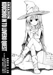  1girl 40010prototype blush boots boxers bra cape chin_rest cover crossed_legs facial_hair gloves greyscale hat kirisaki_kyouko_(toloveru) monochrome mustache panties short_hair sitting sitting_on_person solo_focus to_love-ru underwear witch_hat 