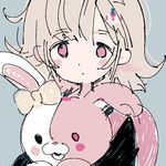  backpack bad_id bad_pixiv_id bag banned_artist brown_hair danganronpa hair_ornament hairclip hood hoodie monomi_(danganronpa) nanami_chiaki pink_eyes solo super_danganronpa_2 urakata_(uracata) 