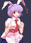  alphes_(style) alternate_hair_length alternate_hairstyle animal_ears bunny_ears commentary_request necktie parody red_neckwear reisen_udongein_inaba short_hair solo style_parody tamanegi009 touhou 