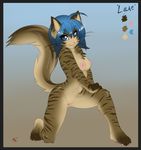  blue_hair breasts cat cute feline female fluff-kevlar hair kneeling looking_at_viewer nude pussy solo stripes whiskers 