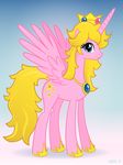  blue_eyes crossover crown equine female hair horn horse long_hair mammal mario_bros my_little_pony necklace nintendo ponification pony princess princess_peach royalty syoee_b syoeeb video_games winged_unicorn wings 