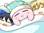  =_= alternate_color blonde_hair blue_hair blush_stickers bow copy_ability crossover hair_bow hair_tubes hakurei_reimu hat kirby kirby_(series) kirisame_marisa mochizuki_ado multiple_girls nightcap open_mouth player_2 sleeping touhou yukkuri_shiteitte_ne 