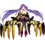  breasts claws fate/extra fate/extra_ccc fate_(series) full_body hair_ribbon huge_breasts long_hair official_art pantyhose passion_lip purple_eyes purple_hair ribbon solo transparent_background very_long_hair wada_aruko 