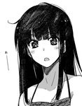  :o bad_id bad_pixiv_id bare_shoulders black_hair blush copyright_request greyscale long_hair looking_at_viewer monochrome puyo solo 