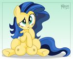 blue_hair equine female feral freckles green_eyes hair horse killryde mammal milky_way_(character) my_little_pony nipples open_mouth pony solo teats two_tone_hair 
