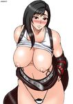  1girl black_hair breasts final_fantasy final_fantasy_vii highres large_breasts nipples papepox2 pubic_hair pubic_hair_peek solo tifa_lockhart 