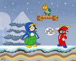  :i :| arin_hanson blocks fursuit game_grumps hat jon_jafari koopa koopa_troopa mario mario_bros nintendo parody penguin platform snow snowing tagme tree turtle video_games 