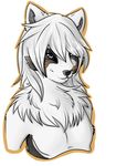  aimi black_markings brown_markings bust_shot canine chest_tuft dog fluffy girly hair husky long_hair male nicko silver_eyes solo white_fur white_hair 