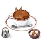  animal bunny coffee coffee_beans cup food in_container in_cup in_food lilac_(p-f_easy) looking_at_viewer milk no_humans original plate saucer solo spoon sugar_cube teacup 
