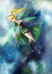  blonde_hair braid breasts cleavage green_eyes highres leafa long_hair medium_breasts michi_ta_(masquerade) pointy_ears solo sword_art_online twin_braids wings 