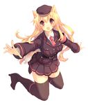 :d animal_ears bad_id bad_pixiv_id black_legwear blonde_hair blush boots dog_ears dog_tail kinoko long_hair looking_at_viewer necktie open_mouth original red_eyes simple_background smile solo tail thighhighs uniform white_background zettai_ryouiki 
