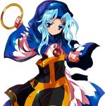  alphes bad_anatomy blue_eyes blue_hair clenched_hand colored_eyelashes dress eyelashes game_cg hood hopeless_masquerade jewelry kesa kumoi_ichirin long_hair long_sleeves looking_at_viewer necklace official_art pendant ring smile solo touhou transparent_background wide_sleeves 