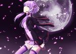  bad_id bad_pixiv_id dress full_moon hair_ornament headset hood hood_down hooded_jacket hoodie jacket long_hair moon purple_eyes purple_hair short_hair_with_long_locks sidelocks solo thighhighs ume_(plumblossom) vocaloid voiceroid yuzuki_yukari zettai_ryouiki 