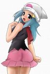  1girl ass blue_hair hikari_(pokemon) mini_skirt miniskirt nintendo pokemon pokemon_(anime) skirt solo 