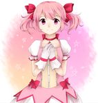  amulet bad_id bad_pixiv_id dress gloves hair_ribbon kaname_madoka magical_girl mahou_shoujo_madoka_magica mairi_(carnelian) pentagram pink_eyes pink_hair ribbon short_hair short_twintails smile solo twintails 