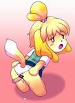  artist_request blush canine dog doubutsu_no_mori female furry interspecies isabelle_(animal_crossing) mammal nintendo panties panties_aside shizue_(animal_crossing) shizue_(doubutsu_no_mori) underwear unknown_artist vaginal video_games 