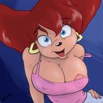  anthro areola big_breasts breasts erect_nipples female goof_troop huge_breasts joelasko nipple_slip nipples peg peg_pete 