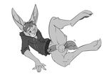  balls dildo dragondrawer erection gay greyscale jacket lagomorph leg_in_the_air male mammal monochrome penetration penis plain_background rabbit sex_toy solo sweater tucker_(character) white_background wincing 