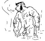  bathing bear chub chubby hairy male mammal nipples penis pubes solo wash_cloth water wolfyama 