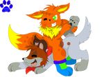  alpha_channel canine dodger dog duo eevee eyes eyes_closed feral green_eyes hair hindpaw male mammal marquis2007 marquis_the_eevee_(characters) marquis_the_evee nintendo orange_hair paws pok&#233;mon pok&eacute;mon smile socks video_games 