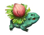  frog gen_1_pokemon ivysaur no_humans plant pokemon pokemon_(creature) realistic simple_background solo toto_mame white_background 