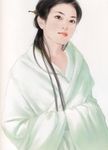  black_eyes black_hair chen_shu_fen copyright_request hair_ornament highres japanese_clothes kimono long_hair long_sleeves realistic solo 