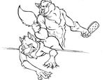  bed canine dragondrawer duo gay humor male mammal pain raised_tail spanking wincing wolf 
