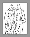  animated anthro back balls biceps blinking butt canine checking_out dog duo flaccid fur gay gripping grope holding male mammal muscles nipples nude pecs penis poop_(artist) pose sketch standing towel wolf 