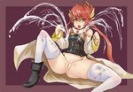  1girl artist_request ass blonde_hair blush boots bottomless censored cum duel_monster gagaga_clerk lactation open_mouth pixiv_manga_sample pussy red_hair thighhighs twintails vagina wet yu-gi-oh! 