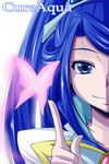  bloom blue_eyes blue_hair brooch bug butterfly character_name closed_mouth cure_aqua highres insect jewelry long_hair magical_girl minazuki_karen nishi_koutarou out_of_frame portrait precure simple_background smile solo tiara white_background yes!_precure_5 