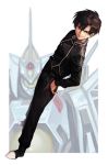  black_eyes black_hair dutch_angle evil_smile hades_project_zeorymer hankuri kihara_masaki mecha school_uniform smile super_robot white_background zeorymer 