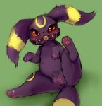  2012 ball_gag black_fur blush eeveelution female feral fur gag ginpaku green_background hindpaw looking_at_viewer markings nintendo nude paws plain_background pok&#233;mon porkyman presenting presenting_pussy pussy red_eyes solo spread_legs spreading umbreon video_games yellow_markings 