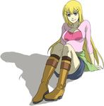  bad_id bad_pixiv_id blonde_hair blue_eyes boots gundam gundam_00 hair_ornament hairclip louise_halevy sakatsuki skirt solo sweater 