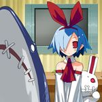  blue_hair bunny disgaea hair_over_one_eye harada_takehito makai_senki_disgaea_2 official_art original pleinair red_eyes same-san short_hair stuffed_animal stuffed_shark stuffed_toy usagi-san 