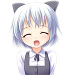  animal_ears bow closed_eyes hair_bow happy open_mouth sanya_v_litvyak short_hair silver_hair smile solo strike_witches upper_body world_witches_series yuku_(kiollion) 