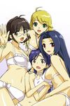  akizuki_ritsuko bikini blonde_hair blue_hair blush breasts brown_eyes brown_hair covered_nipples flat_chest glasses green_eyes hoshii_miki idolmaster idolmaster_(classic) idolmaster_live_for_you! kisaragi_chihaya large_breasts long_hair michael miura_azusa multiple_girls red_eyes short_hair sideboob swimsuit 