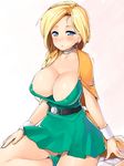  areolae bad_id bad_pixiv_id bianca blonde_hair blush braid breasts cleavage downblouse dragon_quest dragon_quest_v dress earrings hair_over_shoulder huge_breasts jewelry long_hair nagase_haruhito panties short_dress skirt solo underwear 