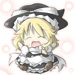  :d ^_^ ^o^ aoblue apron blonde_hair blush chibi closed_eyes hat kirisame_marisa open_mouth puffy_short_sleeves puffy_sleeves short_sleeves simple_background smile solo touhou waist_apron white_background witch_hat 